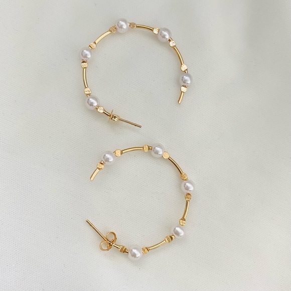 Pearl Beaded Hoops - Picture 2 of 9